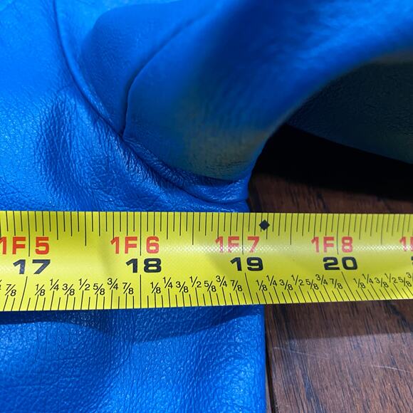 Vintage 90s Newport News Womens 3 in 1 Zip Off Blue Leather Trench Coat Medium - Picture 6 of 7